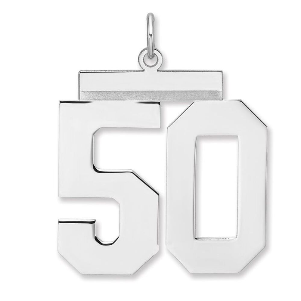 Sterling Silver, Athletic Collection, XL Polished Number 50 Pendant